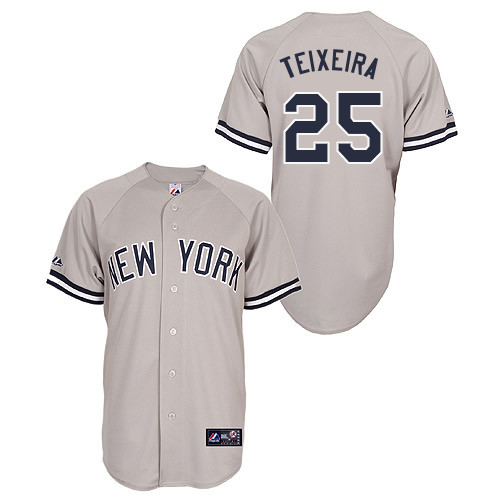 Mark Teixeira #25 Youth Baseball Jersey-New York Yankees Authentic Road Gray MLB Jersey - Click Image to Close